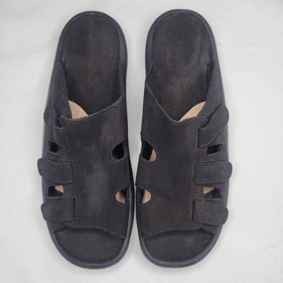 HAMMACHER SCHLEMMER Black Leather The Gentlemen's Walk ON Air Sandal Size 44 - Picture 2 of 8